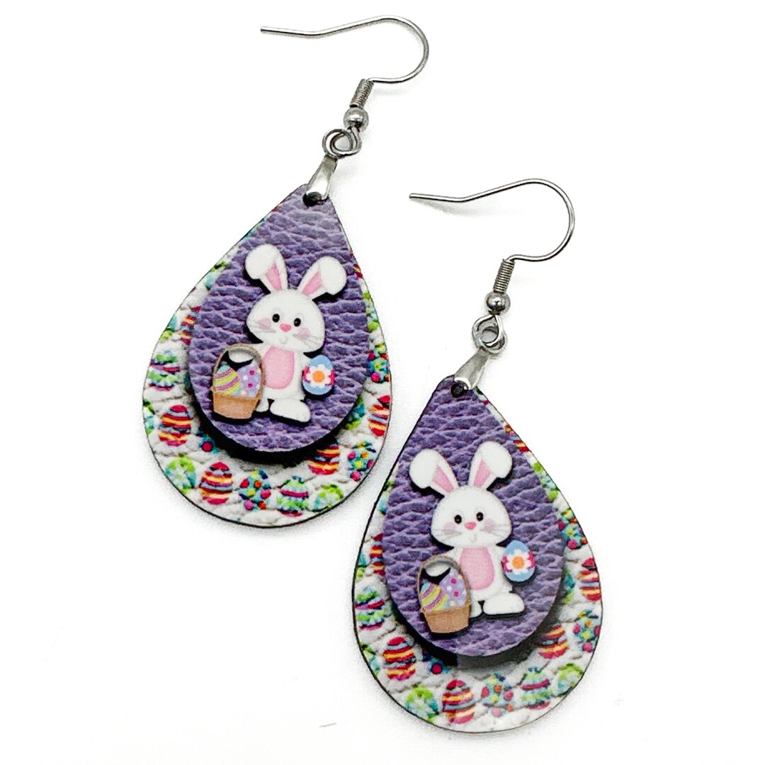 Dreuyet 4 Pairs Easter Earrings Rabbit Earrings Bunny Earrings For
