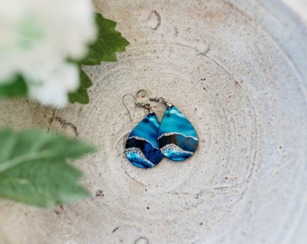 Teal and Silver Earrings, Spring Earrings, Teal Earrings, Summer Earrings, Statement Earrings, Mothers Day Gift, Gift For Her