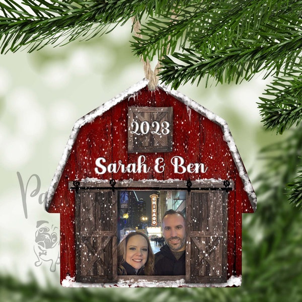 2023 Personalized Christmas Ornament, Red Barn Christmas Ornament, 2023 Barn Ornament, Photo Ornament, Barn Christmas Ornaments