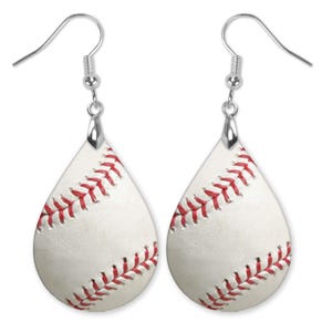 Baseball Teardrop Earrings, Lightweight Dangle Earrings for Women, Baseball Mom Gifts, Gameday Sports Jewelry, Team Mom Gift Idea