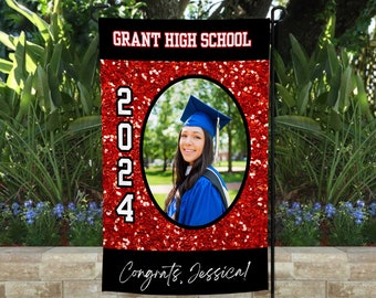 Class of 2024 Flag with Photo, Graduation Flag, High School Grad Flag, College Graduation Yard Sign, Class of 2024 Graduation Flag