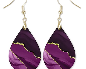 Plum Purple Pearl Earrings 12 mm Pearl Earrings Gold Purple Pearl Dangle Purple Pearl Jewelry Simple Minimalist Modern Everyday Earrings