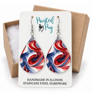 Red White and Blue Earrings, Patriotic Earrings, 4th of July Earrings, Statement Earrings, July 4th Earrings, Summer Earrings for Women