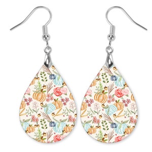 Fall Earrings, Teal Pumpkin Earrings, Fall Teardrop Earrings, Fall Earrings Dangle, Fall Dangle Earrings for Women, Fall Boho Earrings