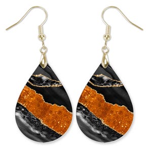 Orange and Black Earrings, Halloween Earrings, Fall Earrings, Orange Earrings, Fall Earrings Dangle, Fall Dangle Earrings for Women,