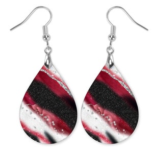 Red and Black Milky Way Earrings, Red and Black Earrings, Milky Way Earrings, Gift for Wife, Gift for Her, Gift for Girlfriend