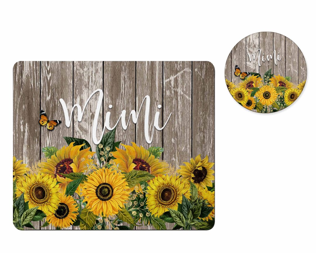 Sunflower Desk Set, Personalized Sunflower Mousepad, Personalized