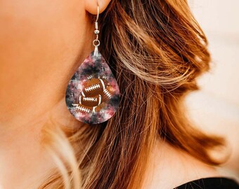 Red and Black Football Earrings, School Spirit Earrings, School Colors Earrings, Football Fan Gifts, Football Mom Gifts, Dangle Earring