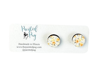 Floral Yellow Flower Summer Stud Earrings, Floral Earrings, Summer Stud Earrings, Yellow Flower Studs, Gift For Mom, Gift For Grandma