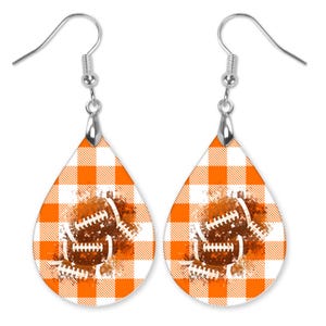 Orange and White Checkerboard Earrings, Orange & White Football Earrings, Orange White Earrings, Gameday earrings, Grad Gifts
