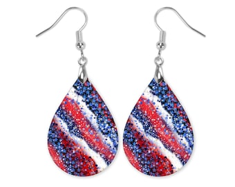 Patriotic Milkyway Earrings, Patriotic Dangle Earrings, Milkyway Earrings, Summer Earrings, Patriotic Earrings, 4th of July Earrings