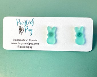 Easter Bunny Stud Earrings, Green Easter Earrings, Easter Bunny Studs, Green Bunny Studs, Easter Earrings, Easter Studs, Spring Earrings