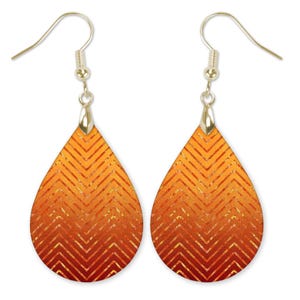 Orange Earrings, Orange Dangle Earrings, Peach Earrings Dangle, Summer Earrings, Summer Jewelry, Orange Gold Chevron Earrings