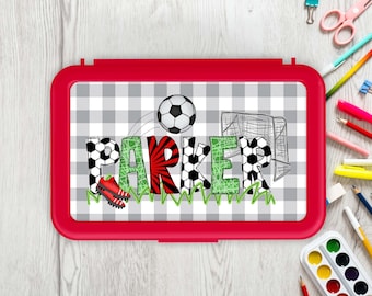 Soccer Pencil Box, Soccer Pencil Box for Boys, Personalized Pencil Box Soccer, Red Pencil Box, Soccer Gift for Kids, Soccer Pencil Case