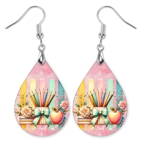 Teacher Earrings, Back To School Jewelry, Pencil Apple Earrings, Teacher Appreciation Gift, Classroom Fashion, Educator Gift, Handmade