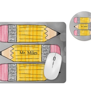 Teacher Mousepad, Personalized Teacher Gift, Teacher Gifts Personalized, Teacher Coaster, Pencil Mousepad, Pencil Coaster