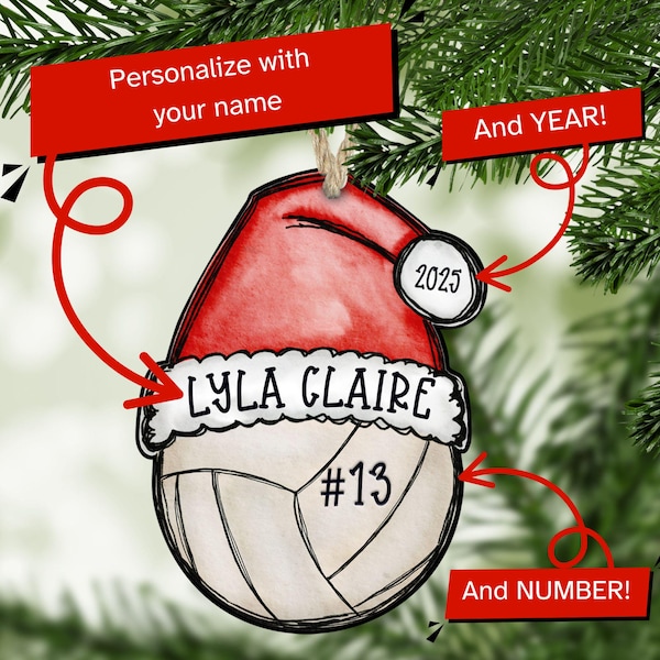 Volleyball Christmas Ornament, 2025 Volleyball Ornament Personalized, 2025 Christmas Ornament, Personalized Ornament, Volleyball Coach Gift