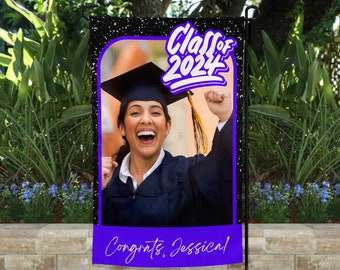 Personalized Graduation Garden Flag, Class of 2024 Flag, Graduation Senior Flag, 2024 Grad Yard Sign, High School Graduate Flag with Photo