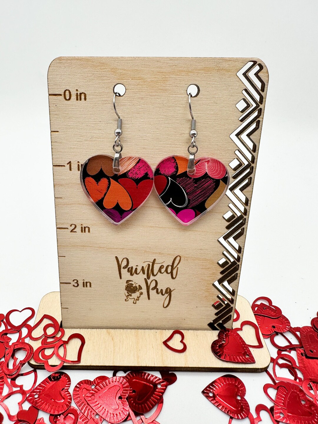 Glitter Heart Valentines Earrings