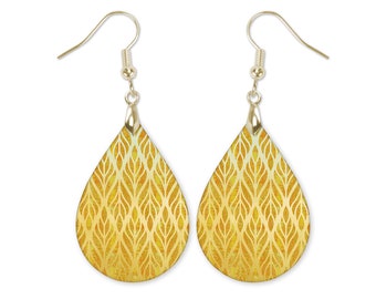 Yellow Boho Dangle Earrings, Gold Boho Earrings, Mustard Boho Earrings, Boho Dangle Earrings, Dog Jewelry for Mom, Spring Earrings