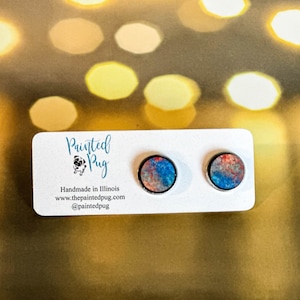 Blue Stud Earrings, Orange Stud Earrings, Abstract Stud Earrings, Stud Earrings, Round Abstract Studs, Earrings For Mom, Gifts For Mom