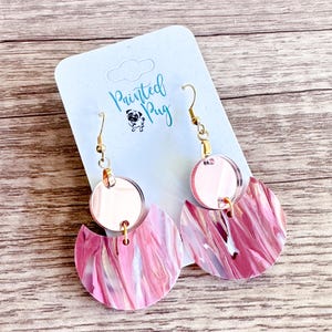Pink Earrings, Dusty Rose Jewelry, Valentine Earrings, Pink Acrylic Earrings, Pink Boho Earrings, Mauve Dangle Earrings