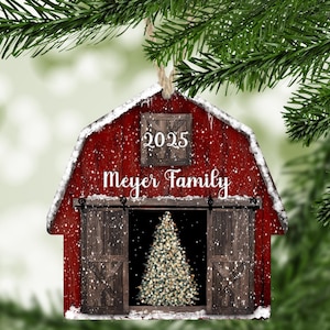 2025 Red Barn Christmas Ornament, Rustic Christmas Ornaments, 2025 Ornament, 2025 Farmhouse Ornament, Personalized Christmas Ornaments