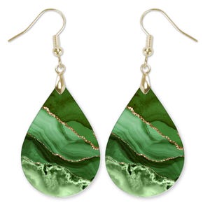Green Earrings, Green Dangle Earrings, Kelly Green Dangle Earrings, Green and Gold Earrings for Women, Mothers Day Gift for Mom