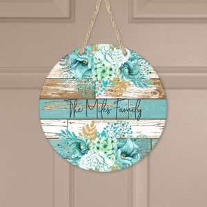 Teal Barnwood Door Hanger, Teal Door Hanger, Personalized Door Hanger, Custom Door Hanger, Farmhouse Door Decor, Teal Door Sign