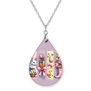 Easter Bunny Necklace, Spring Bunny Pendant, Cute Easter Jewelry, Bunny Charm Necklace, Easter Gift for Women, Lightweight Bunny Necklace