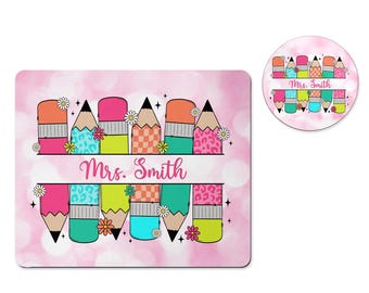 Personalized Teacher Mousepad, Teacher Coaster Personalized, Custom Gift for Teacher, Teacher Appreciation Gift, Teacher Essentials