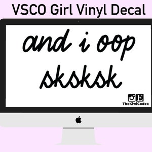 May include: A computer screen displaying the text "and i oop sksksk" in black cursive font. The text is centered on a white background. The screen is surrounded by a black frame and a silver bezel. The computer is on a light purple background. The text "TheKiwiCodex" is visible in the bottom right corner of the screen.