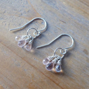 Pink Ice Sapphire Sterling Silver Earrings: Crushed Briolettes