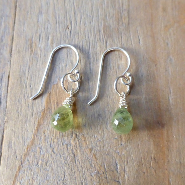 Pale Green Sapphire Briolette Sterling Drop Earrings - T H E  S A P P H I R E  C O L L E C T I O N -