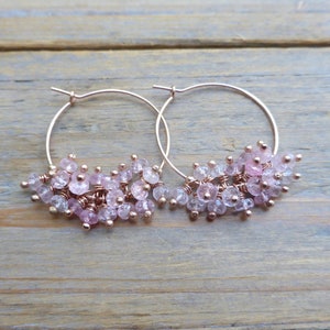 Blossom Pink Tourmaline Fringe Rose Gold Endless Hoops