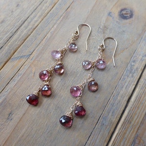 Pink Turmaline Baumeln Ohrringe Gold