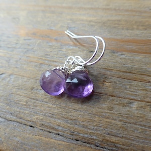 Faceted Amethyst Drop Earrings in Silver