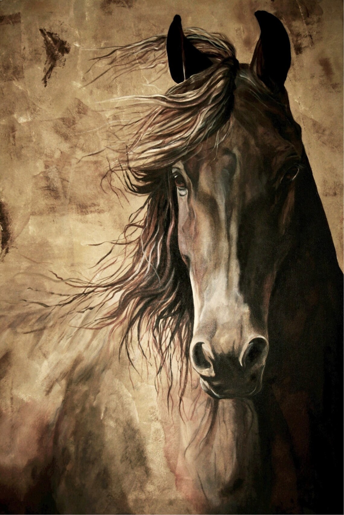 WISDOM 12x18 inch horse print with flowing mane from orginal Etsy