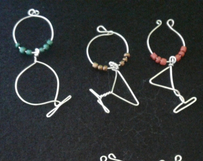Set of 3 silver wine glass charms Varieties