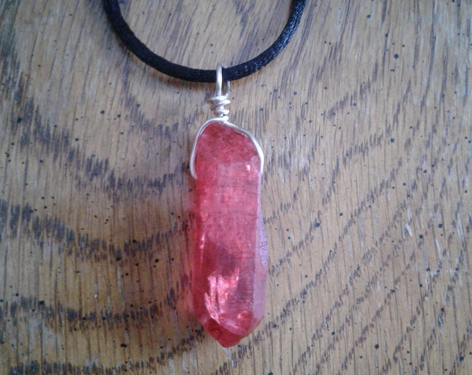 Large raw red crystal Quartz necklace