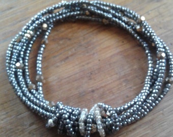 Silver & gold seed bead bracelet