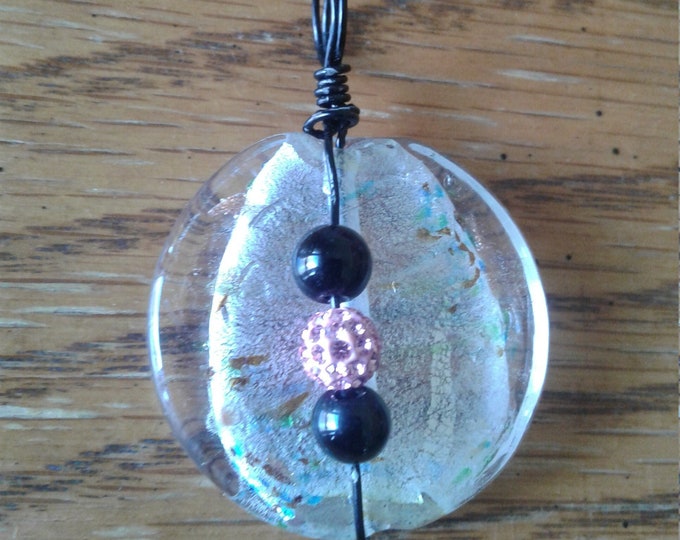 Clear glass wire wrapped pendant