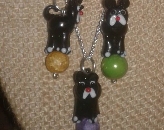 Cat on ball necklace Customizable