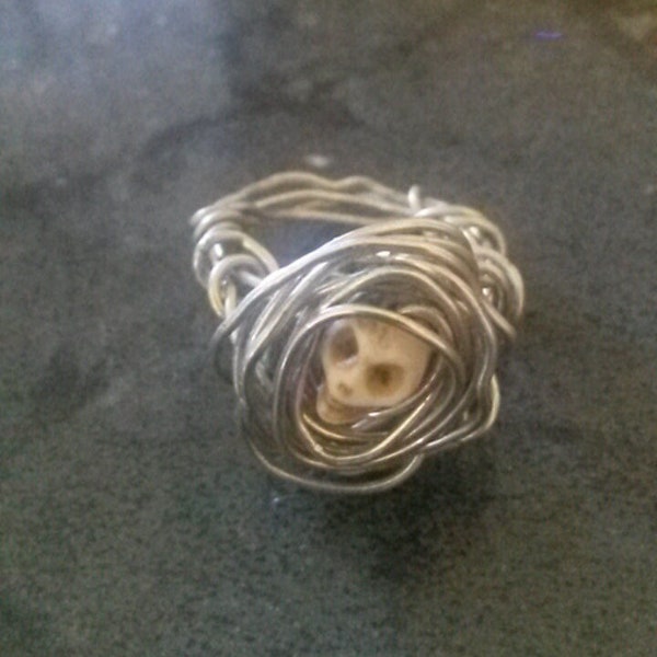 Skull ring wire wrapped
