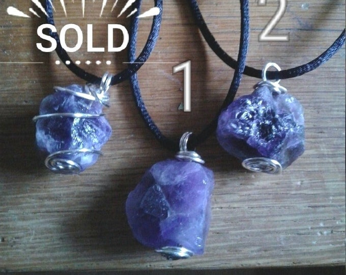 Raw Amethyst silver wire wrapped necklace Multiple choices