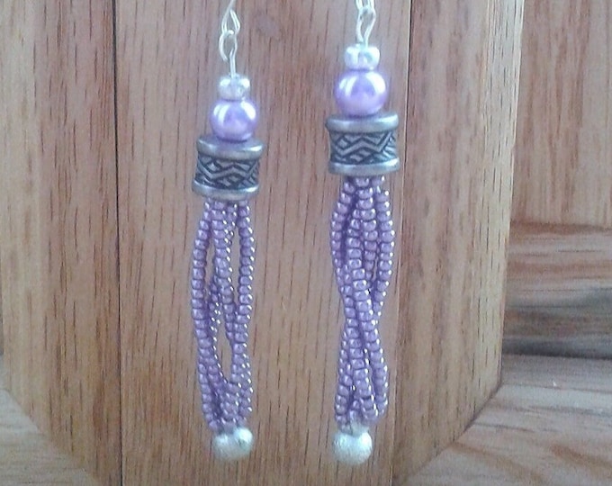 Purple twisted tassle earrings