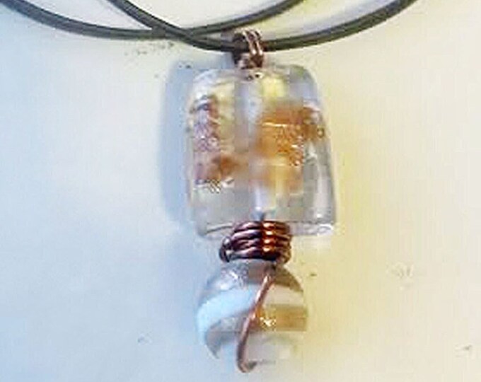 Glass beads copper wire wrapped necklace