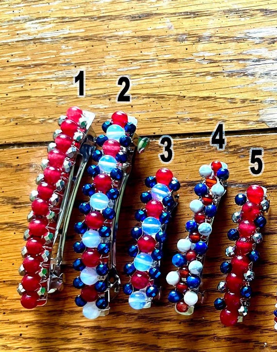 Gemstone beaded hair barrettes