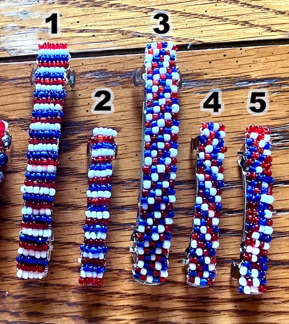 Seed beaded hair barrettes