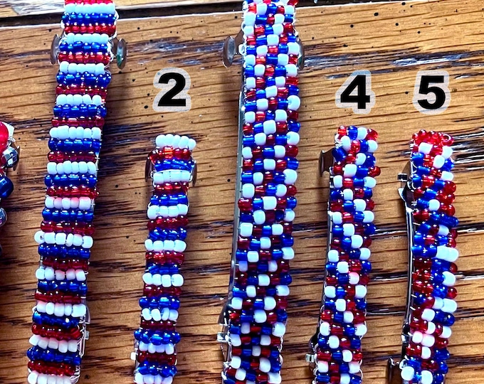 Seed beaded hair barrettes